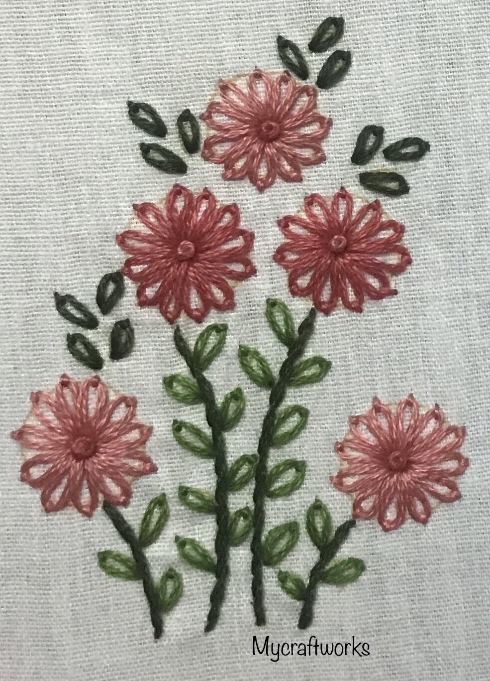 My craft works embroidery design  lazy daisy stitch flower My craft works embroidery design  lazy daisy stitch flower