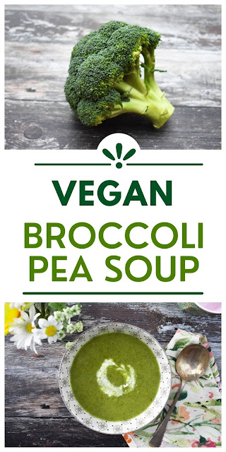 Easy vegan broccoli and pea soup with a swirl of plant-based cream Easy vegan broccoli and pea soup with a swirl of plant-based cream