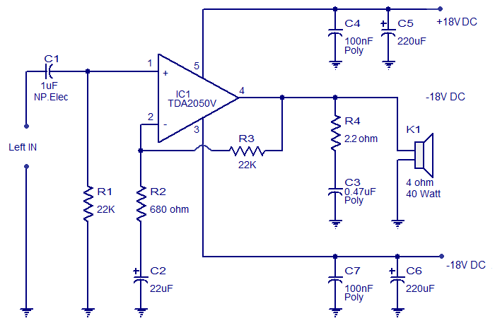  Skema  Power  Amplifier  dengan IC TDA2050 32 Watt Masputz com