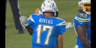 Phillip Rivers after the grabs hold of Mike Hilton