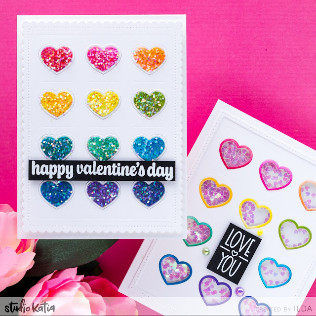 Valentine's Day Card, Rainbow, Heart Cards, Studio Katia, Card Making, Stamping, Die Cutting, handmade card, ilovedoingallthingscrafty, Stamps, how to,Ink Blending,Atelier Inks,