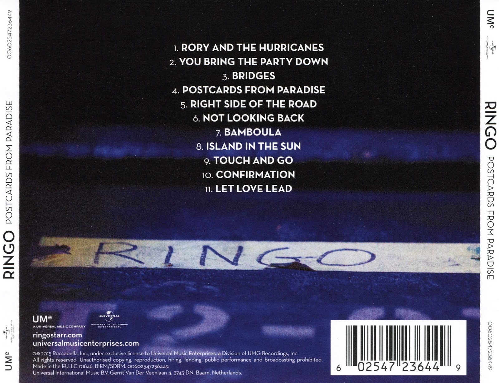 2015 Postcards From Paradise Ringo Starr Rockronología