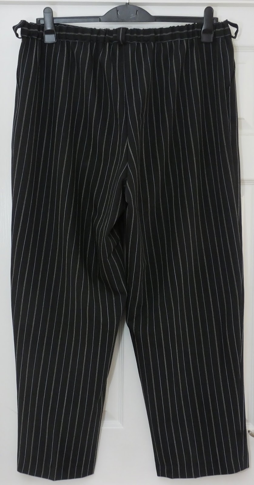 Sew Ruthie Style: Black striped trousers finished