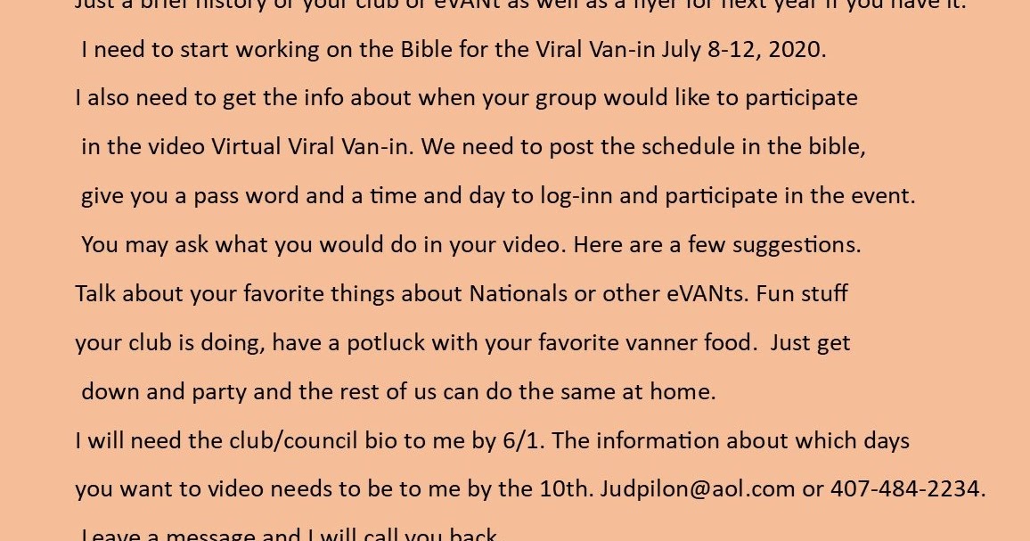 van nationals 2020 location