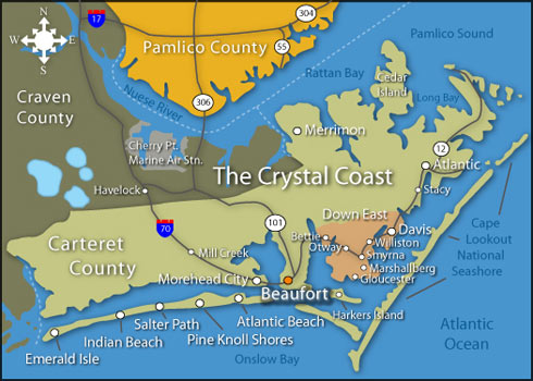 Outer Banks Emerald Isle Map - Map Of Counties Around London