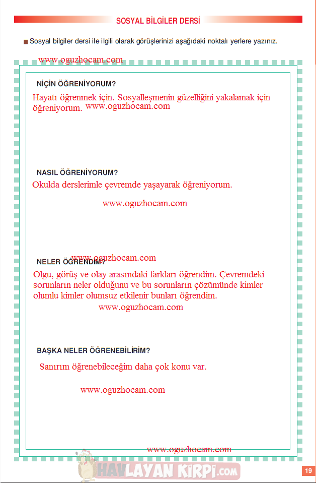 6. Sinif Sosyal Bilgiler Çalışma Kitabı Cevapları - Altın Kitaplar