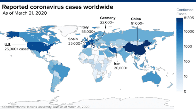 coronavirus خريطة انتشار فيروس كورونا في العالم