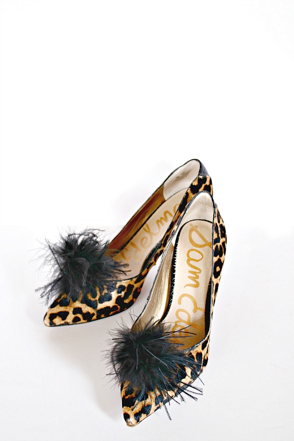 designer heels with feathers