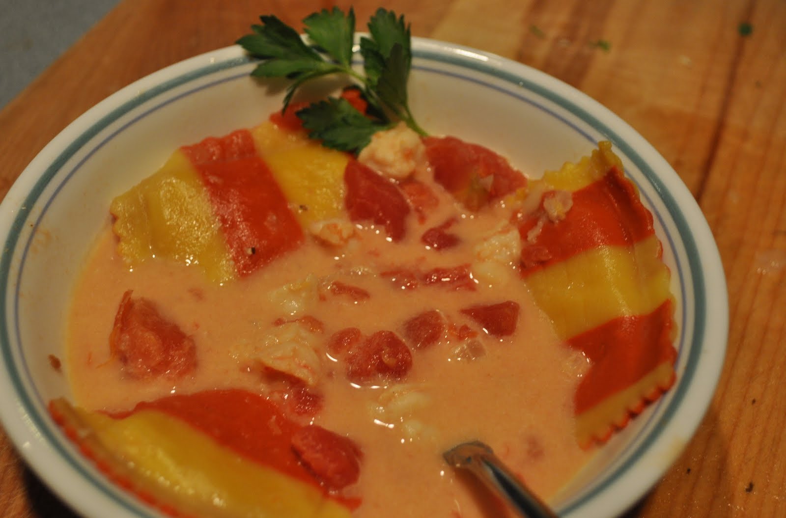 My Year of 25: Recipe #51 - Shrimp Tomato Cream Sauce with Lobster Ravioli