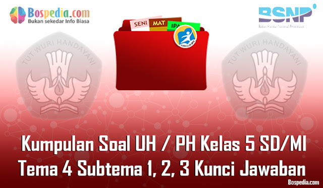 Kumpulan Soal UH / PH Kelas 5 SD/MI Tema 4 Subtema 1, 2, 3 dan Kunci Jawaban