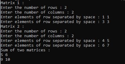 Python program to add two matrices