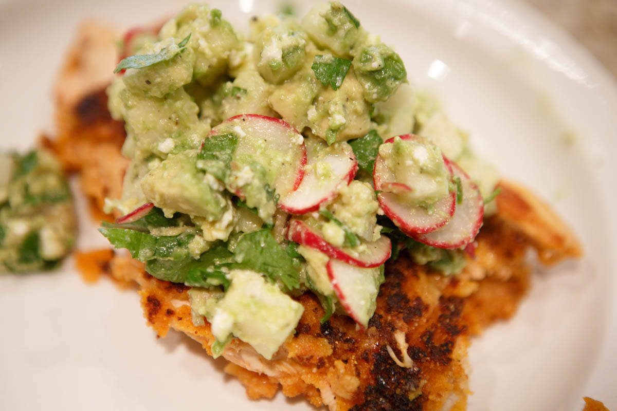 Jim's Place for Food and Booze Buffalo Chicken with AvocadoGoat