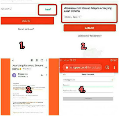 langkah-langkah atur lupas pasword shopee via email