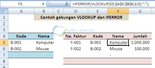 gabungan rumus vlookup dan iferror