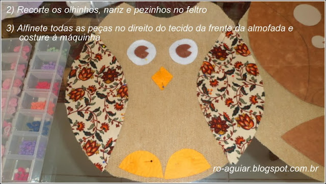 almofada de coruja em tecido com PAP (DIY)