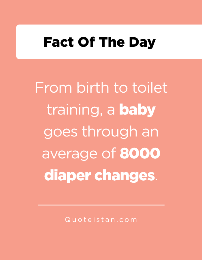 From birth to toilet training, a baby goes through an average of 8000 diaper changes.