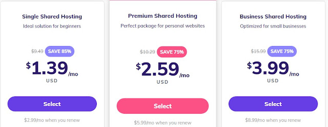 hostinger shared hosting plan prices