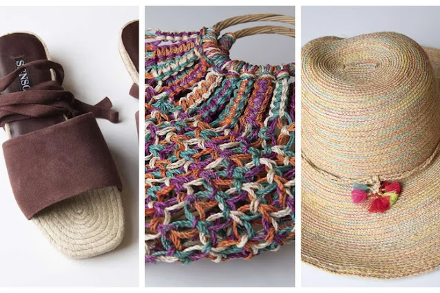 sandals, bags and hats for the beach