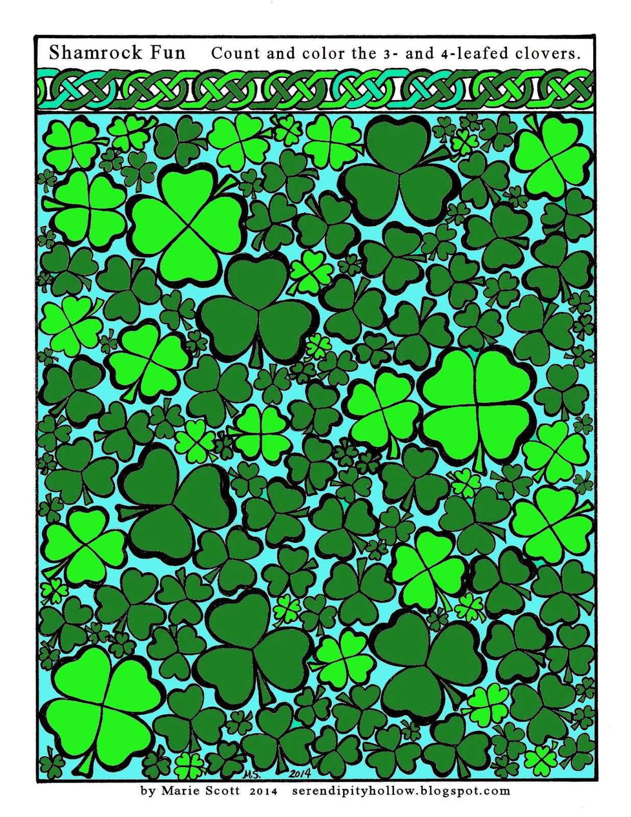 Serendipity Hollow: Family Fun! Color and Count the Shamrocks