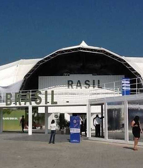 Desinteresse é grande:  no dia da inauguração do Pavilhao do Brasil  pela presidente Dilma Rousseff caiu o B de Brasil