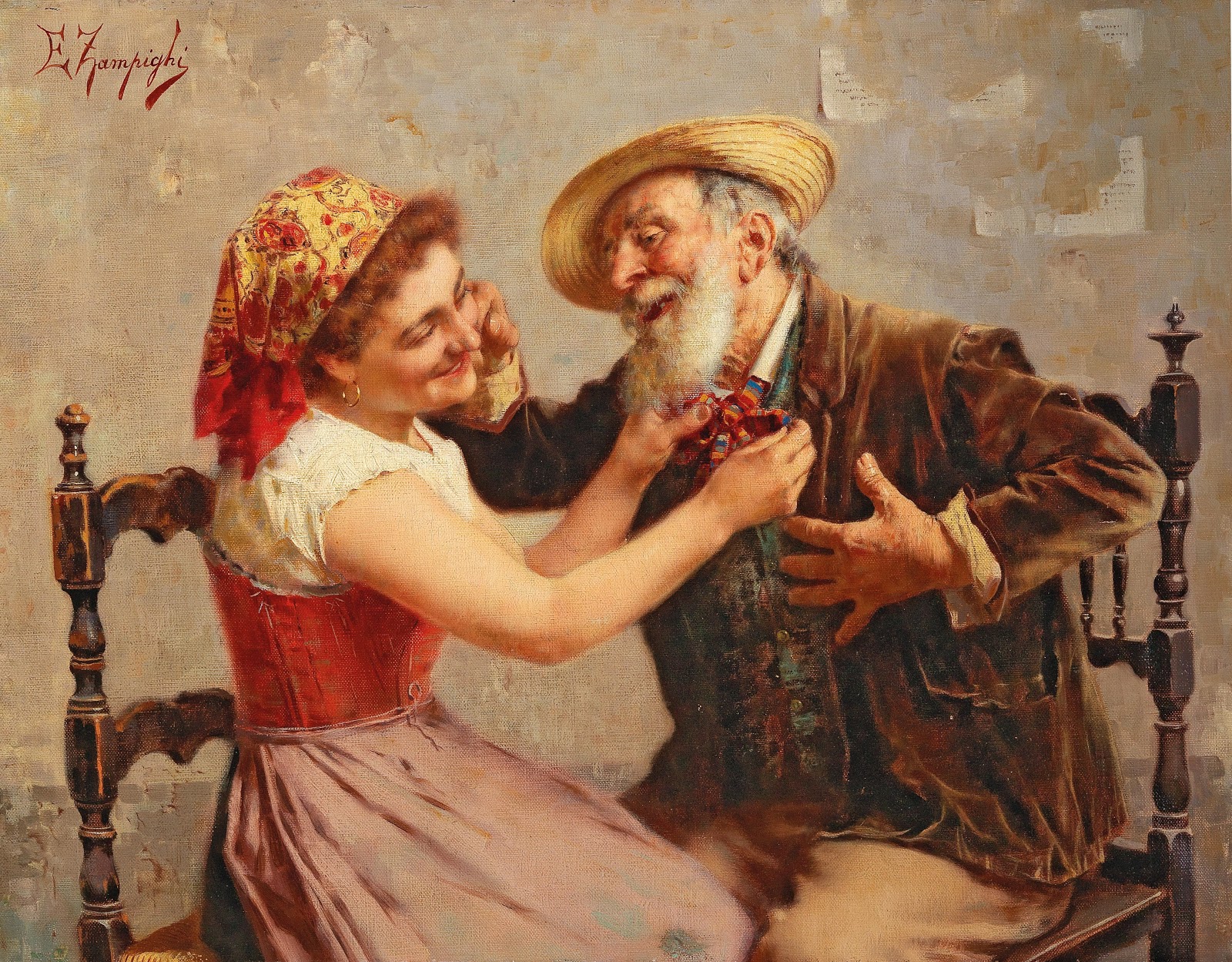 Eugenio Zampighi Romantic / Genre painter Tutt'Art Pittura