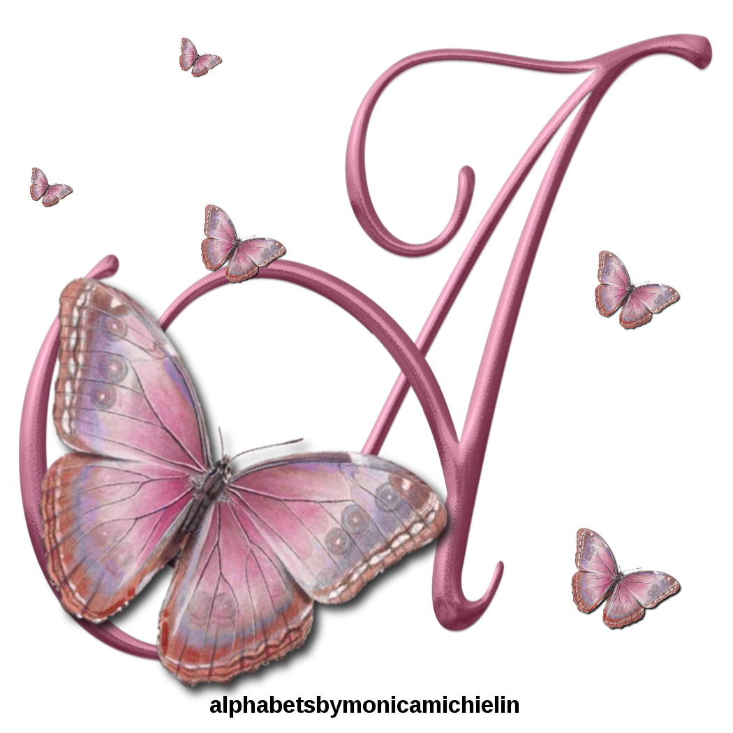 M. Michielin Alphabets SOFT PINK BUTTERFLY CLASSIC FONT ALPHABET PNG
