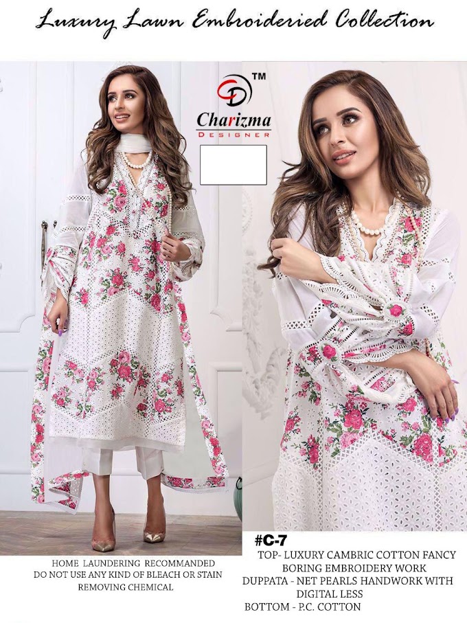 Charizma Designer White Colour Edition pakistani Suits