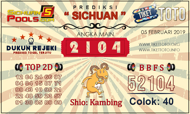 Prediksi Togel SICHUAN TIKETTOTO 05 FEBRUARI 2019