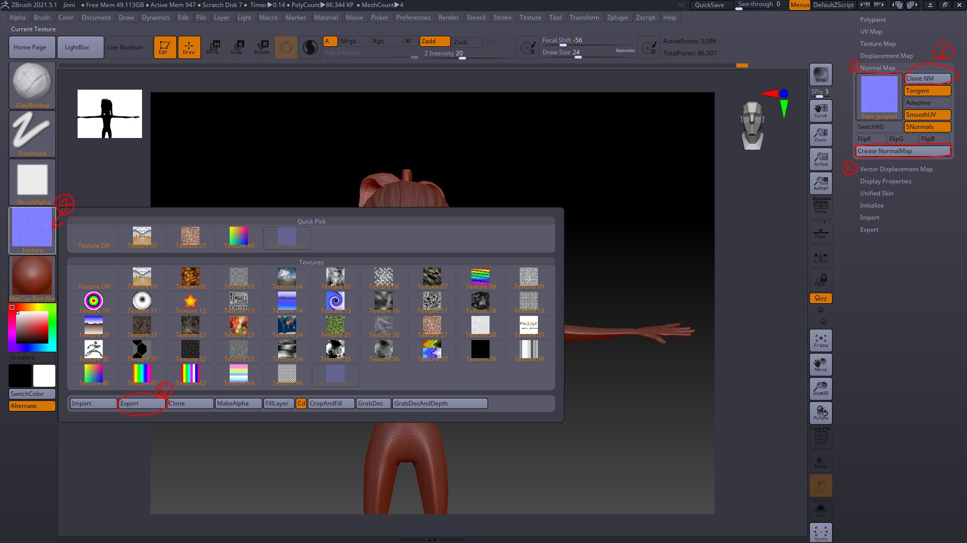 Import file into Zbrush and Export Normal map from Zbrush