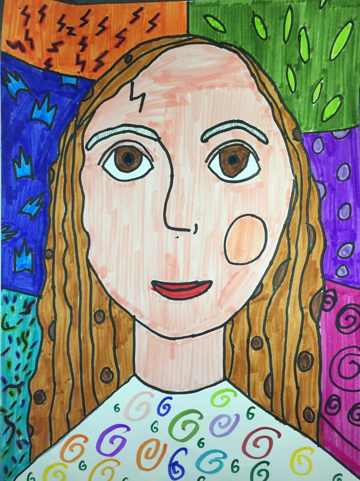 Elements of the Art Room: 4th & 5th Grade Romero Britto Self-Portraits