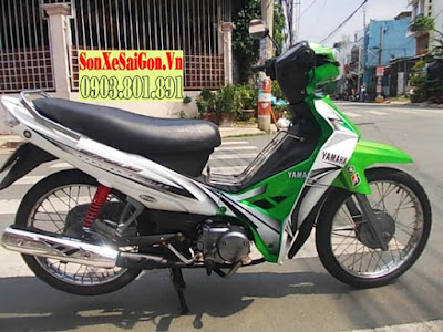 Yamaha Sirius sơn trắng xanh - Sơn xe máy