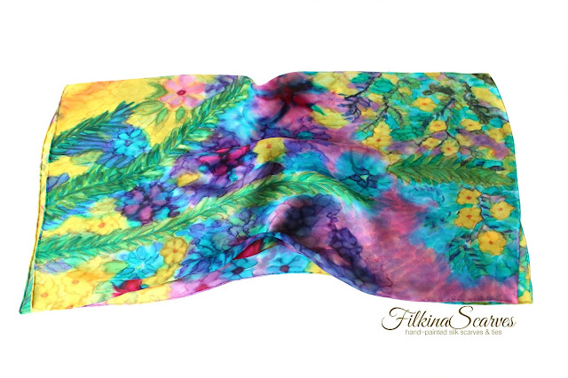 ORDER on my Etsy shop: https://www.etsy.com/shop/FilkinaScarves ****** OOAK Summer Floral small Square scarf Silk chiffon HAND-PAINTED neckerchief Unique women mother grandmother gift for her 26 in  #mothergifts #silkscarf #filkinascarves #chiffon #silkpainting #womensfashion #chicscarves #womensgifts #Momgifts #mothersdaygifts