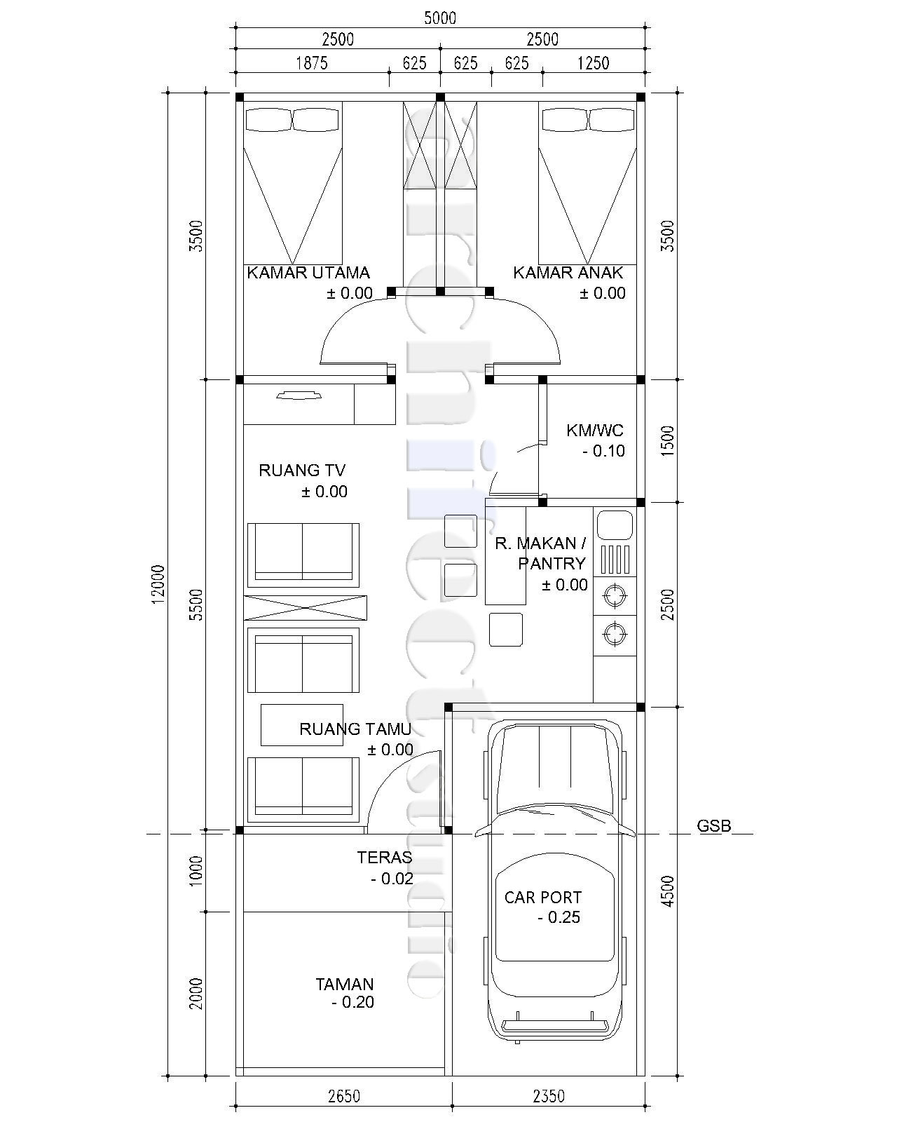  Denah  Rumah  Minimalis  1 Lantai Ukuran  5x12 Desain Rumah  Minimalis 