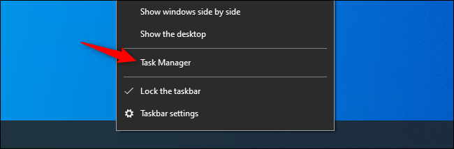 فتح إدارة مهام Windows من شريط مهام Windows 10.