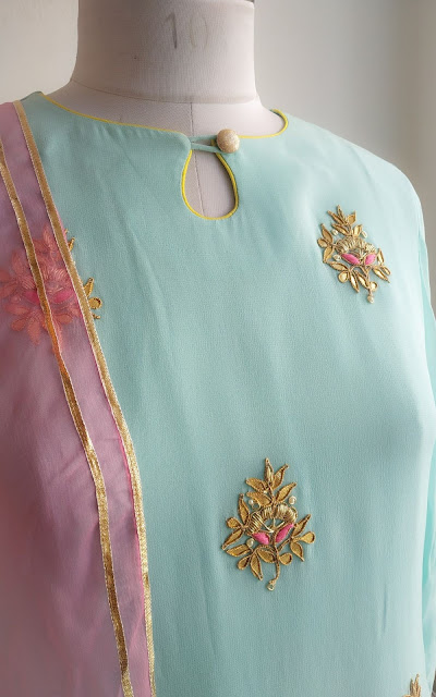 Handloom Ikat Cotton A line Designer Kurti with Potli button details, –  Scarlet Thread