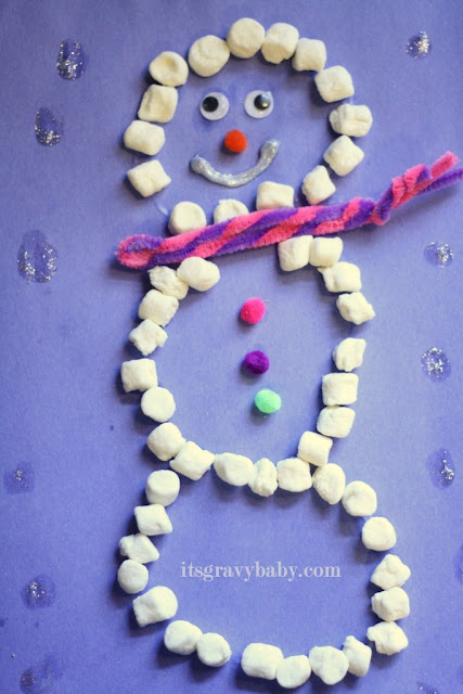 Snowman Marshmallows fun for kids preschool activities