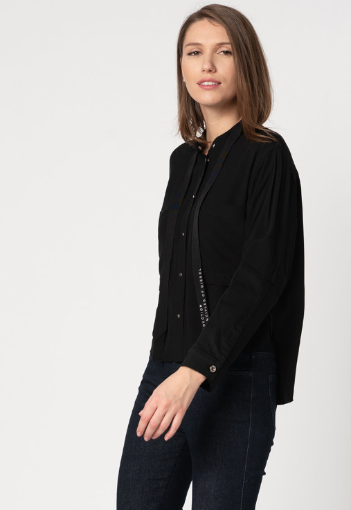Camasa dama Diesel neagra originala casual cu garnitura asimetrica