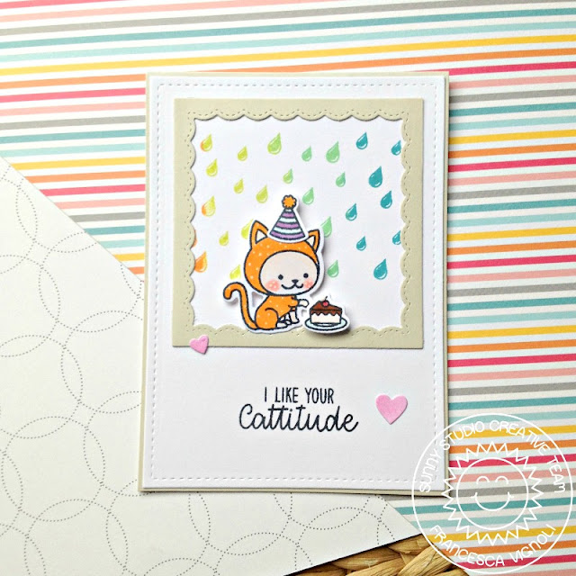 Sunny Studio Stamps: Rain Showers Francy Frames Purrfect Birthday Card by Franci Vignoli