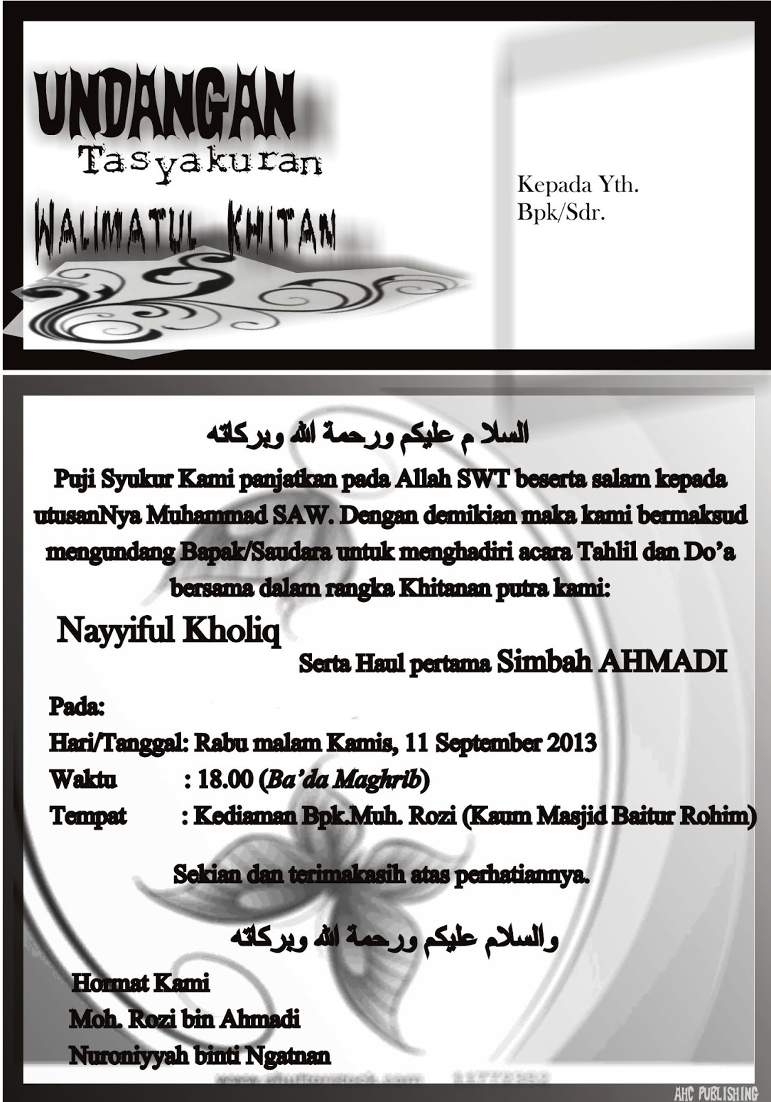 undangan walimatul khitan - wood scribd indo