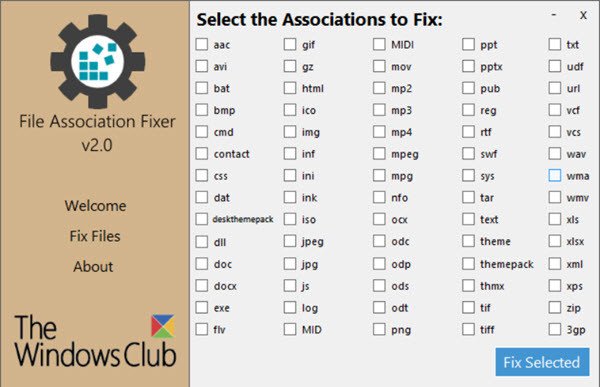 File Association Fixer สำหรับ Windows