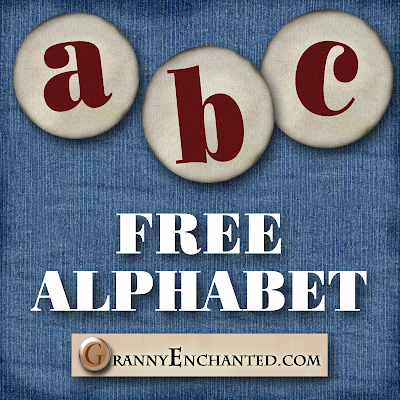 GRANNY ENCHANTED'S BLOG: Free Lower Case Red on Round Linen Digi ...