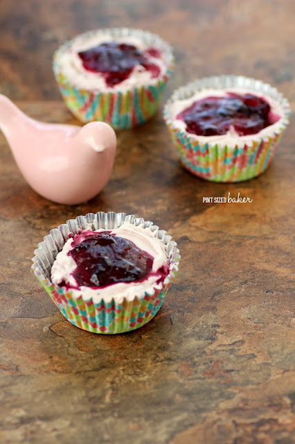 There's no need to head off to the Montana Mountains when you can easily make some of these Mini No Bake Huckleberry Cheesecakes at home. 