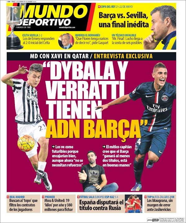 Xavi, Mundo Deportivo: "Dybala y Verratti tienen ADN Barça"