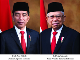 Foto Presiden Republik Indonesia Joko widodo (Jokowi) dan wakil presiden RI Ma'ruf Amin Periode 2019-2024