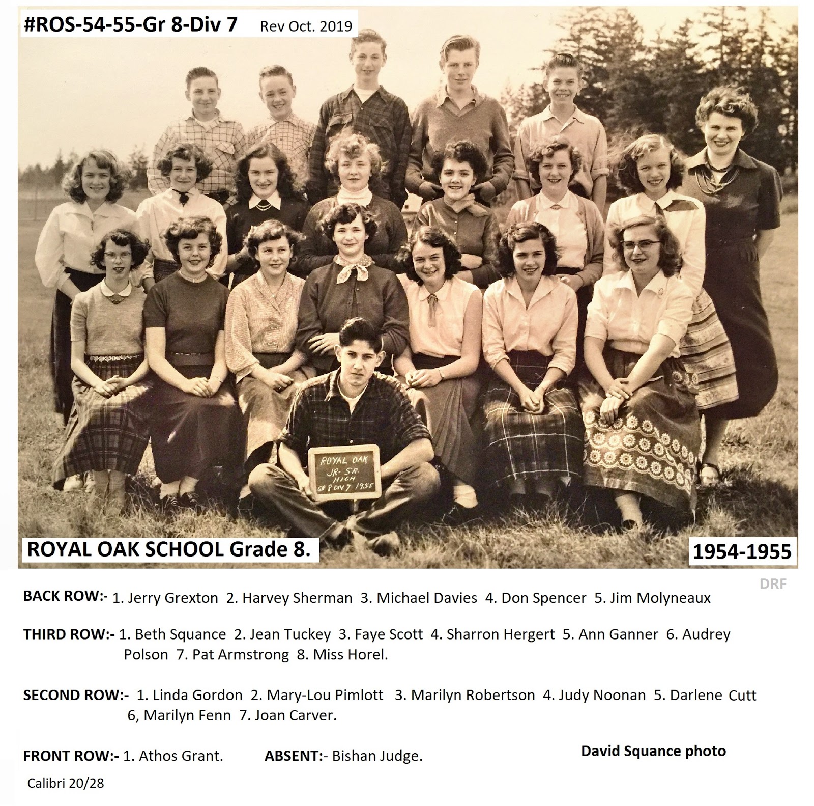 Royal Oak School Yard Class photos from the "1952" Royal Oak School.