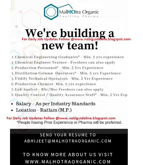 NABL GUIDELINES Urgent Openings for Freshers & Experienced in