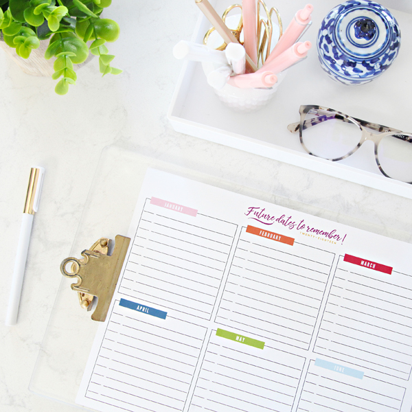 IHeart Organizing Free Printable Future Dates to Remember