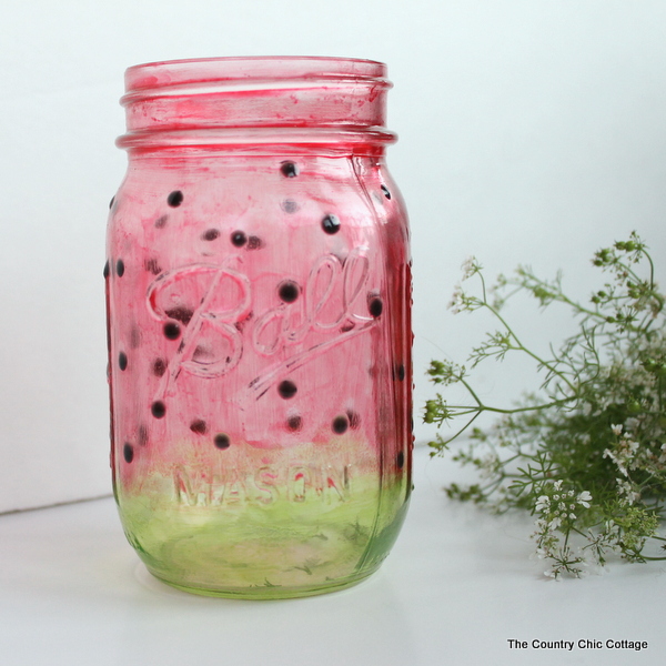 Home Confetti Painted Watermelon Mason Jar
