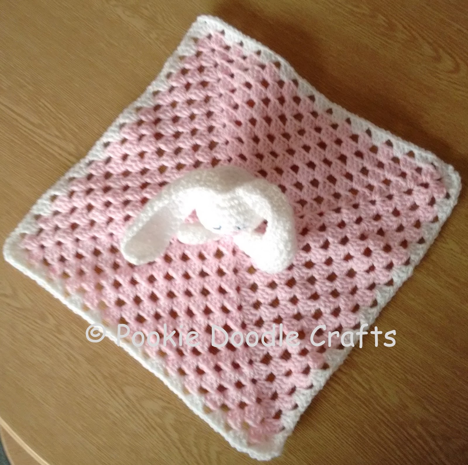 Pookie Doodle Crafts Crochet Baby Comforter Rabbit Toy And Hat The Granny Square Basic Comforter Was Really Easy Rabbit Head Might Be A Little More Difficult For An In Experienced Crocheter But Instructions Are