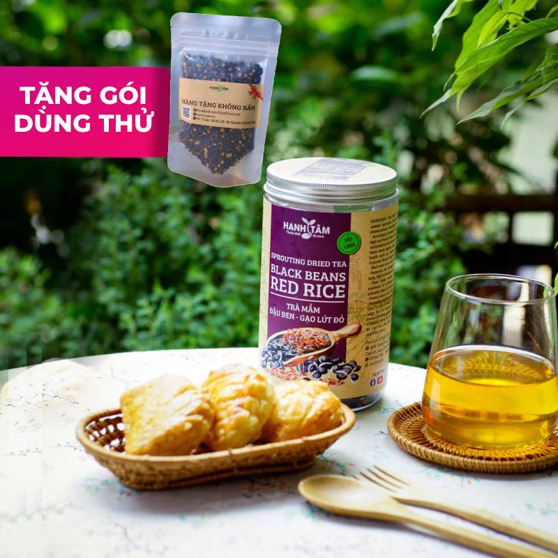 Hạnh Tâm Trà mầm đậu đen – gạo lứt đỏ rang 500g – TẶNG Túi trà hạt mầm loại bất kỳ 100g